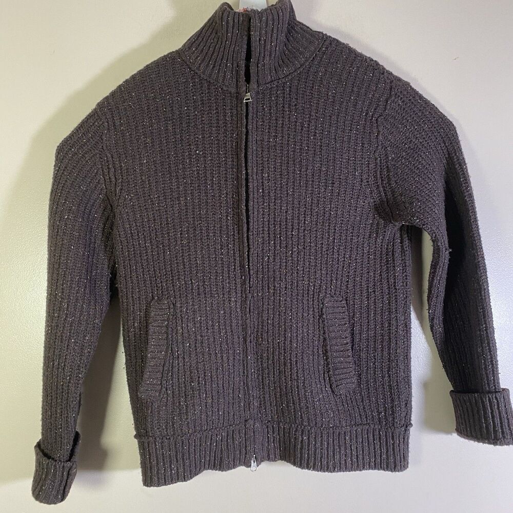 Banana Republic Men Medium Wool Cashmere 1/4 Zip Sweater  Speckle Raglan Sleeve